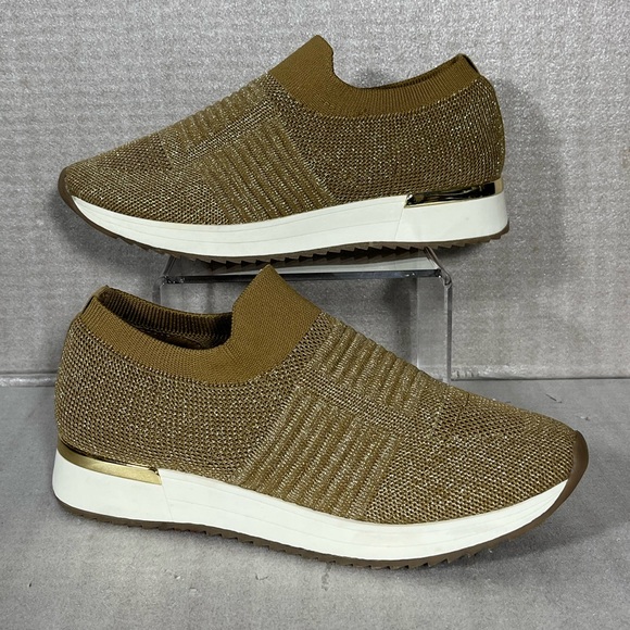 Kenneth Cole Reaction Women's Gold Sparkle Cameron Knit Sneaker Size 8M/EU39 - Picture 2 of 8